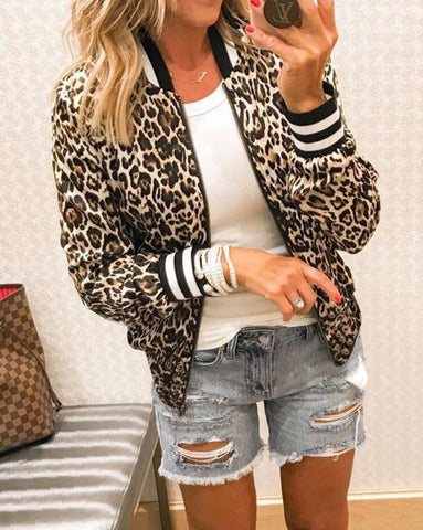 Animal Print Bomber Jacket